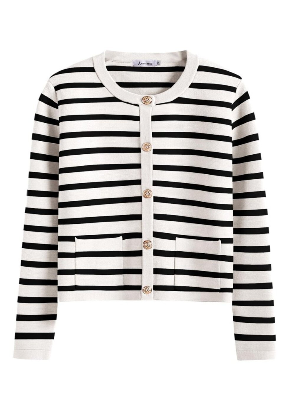 Women's Button Down Cropped Striped Cardigan Sweaters